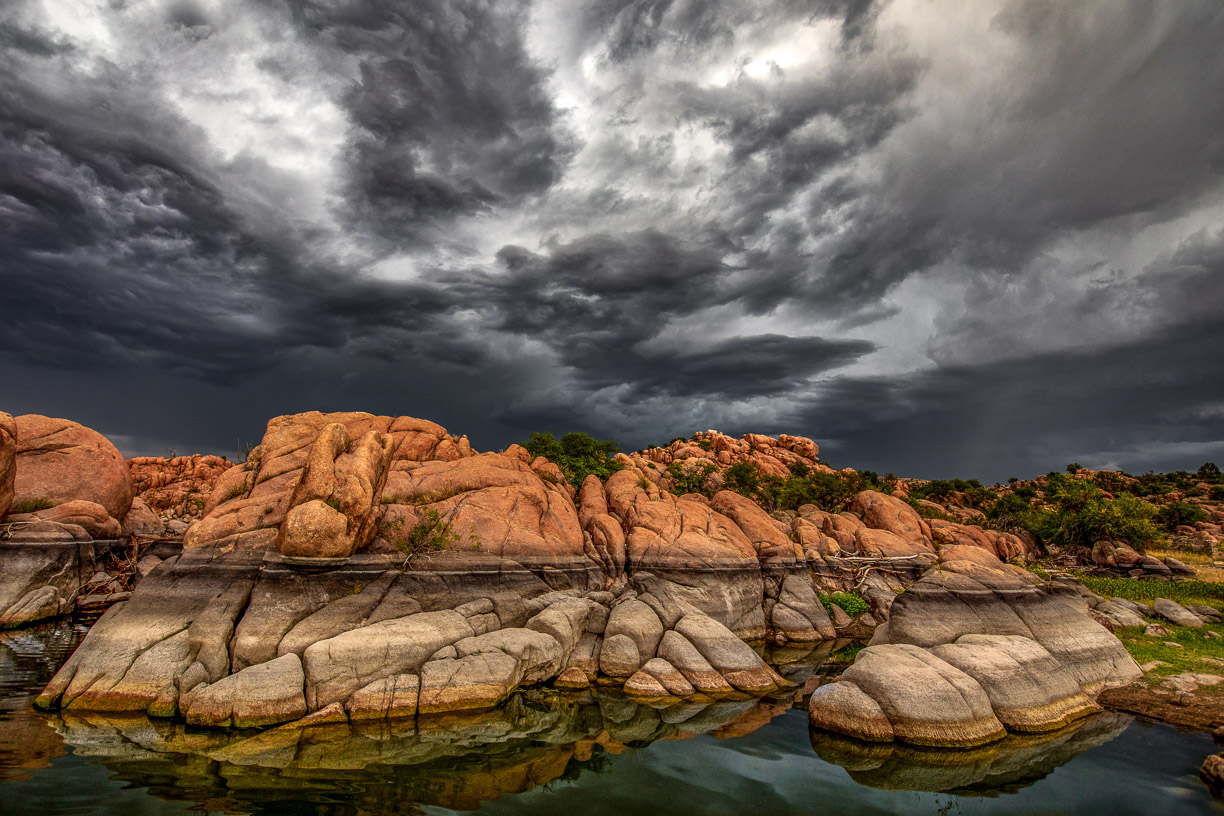 There to catch the sunset over the lake, we were set upon by a spectacular storm.
